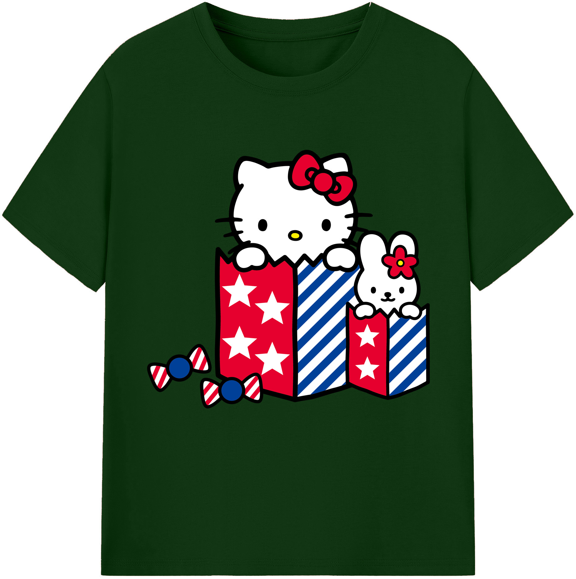 （画像用） Hello Kitty ハローキティ 綿100％半袖Tシャツ（フロントプリント）